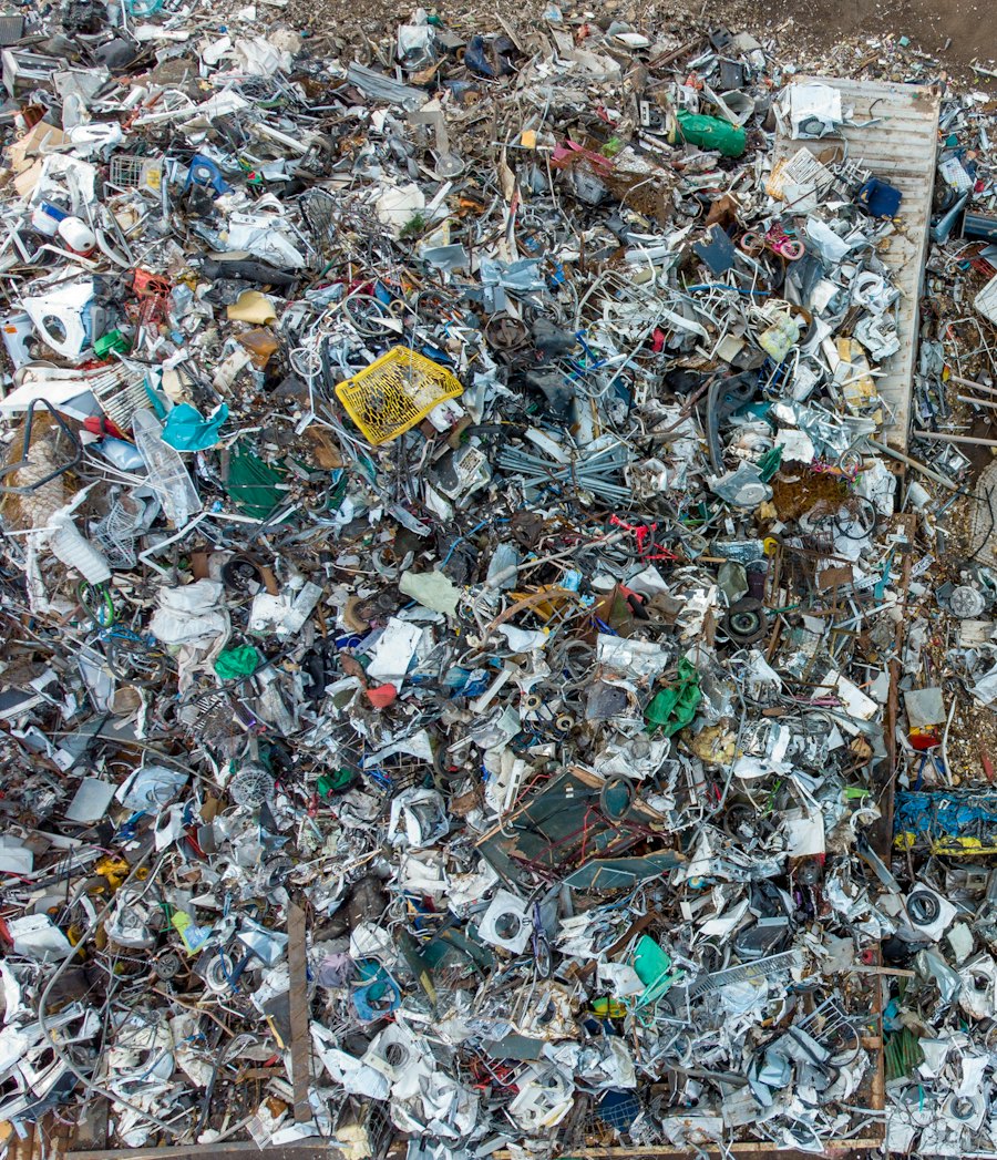 Sorted pile of mixed scrap metal at the yard