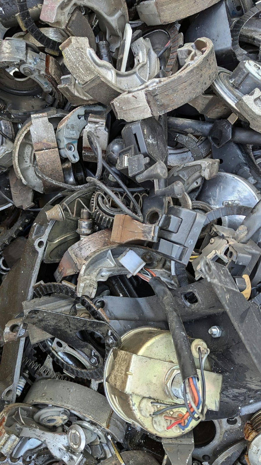 Old metal parts collected for recycling